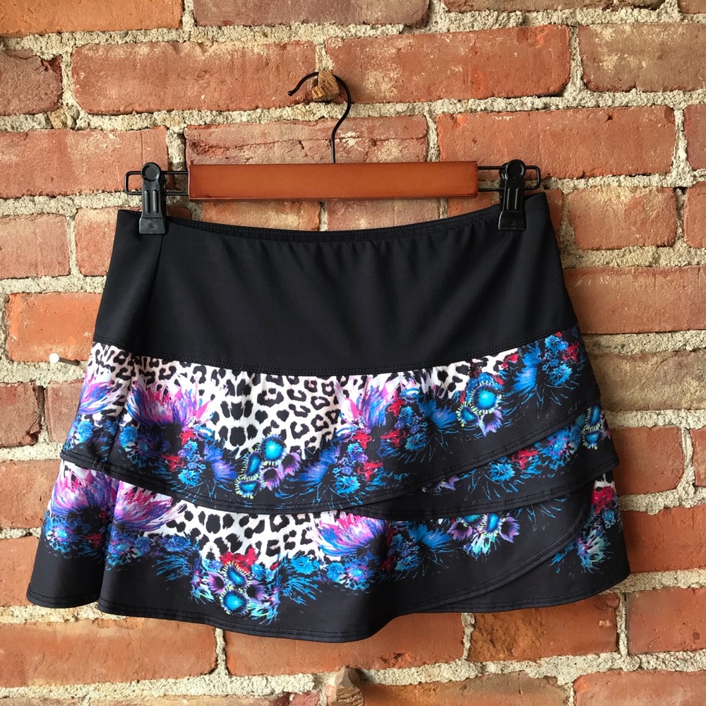 Lucky in Love floral & leopard tiered skirt (Size S)